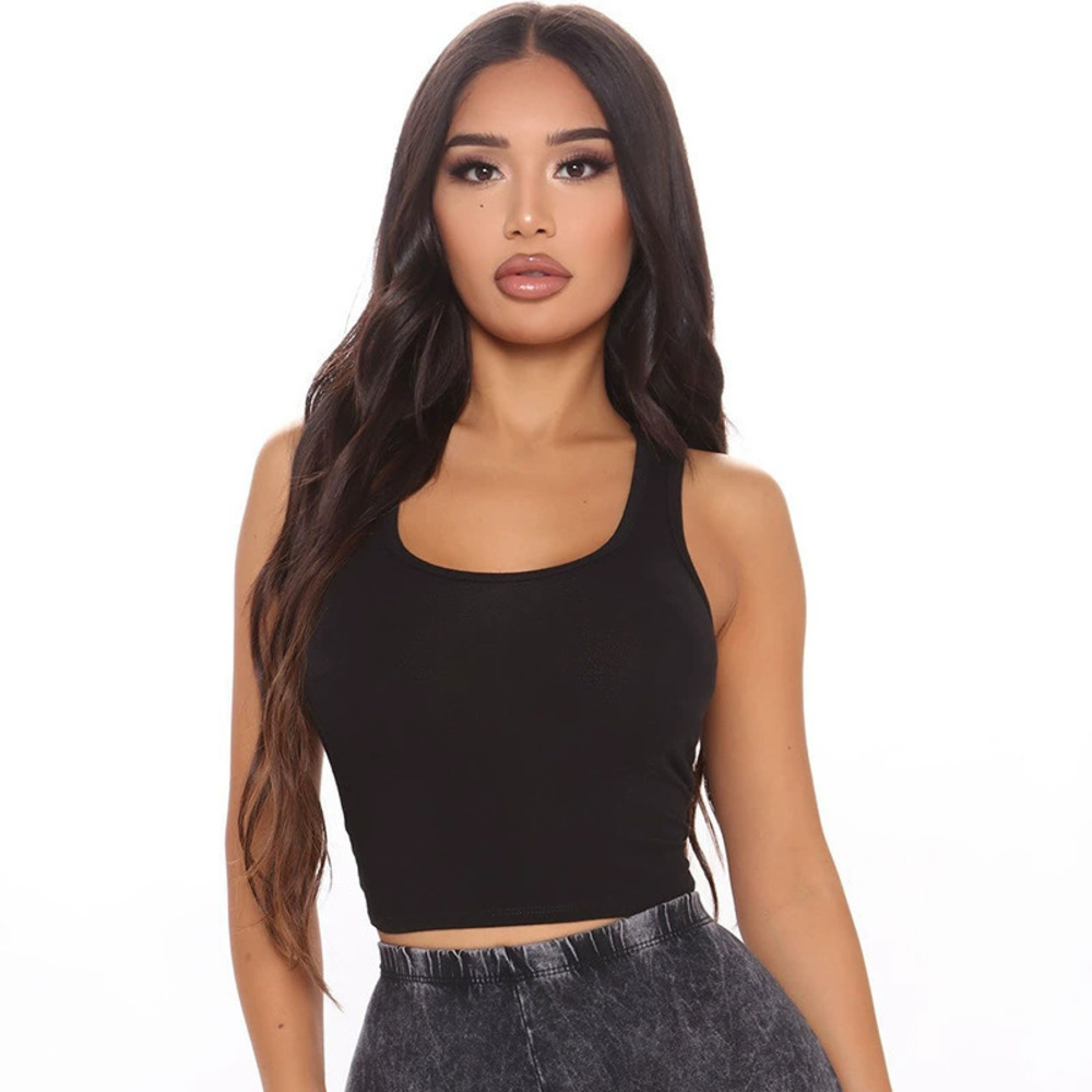 H&M Womens Summer Casual Solid Black Short Tank Top